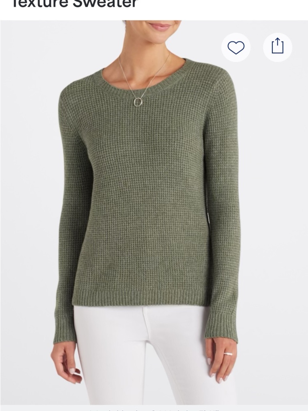 Market & Spruce Olive Waffle Knit Crewneck Sweater